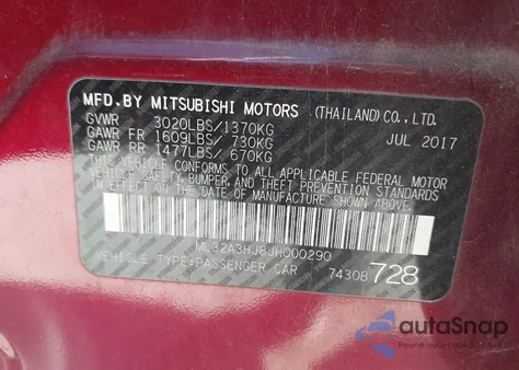 2018 Mitsubishi Mirage Es z USA, uszkodzony, nr VIN ML32A3HJ8JH000290